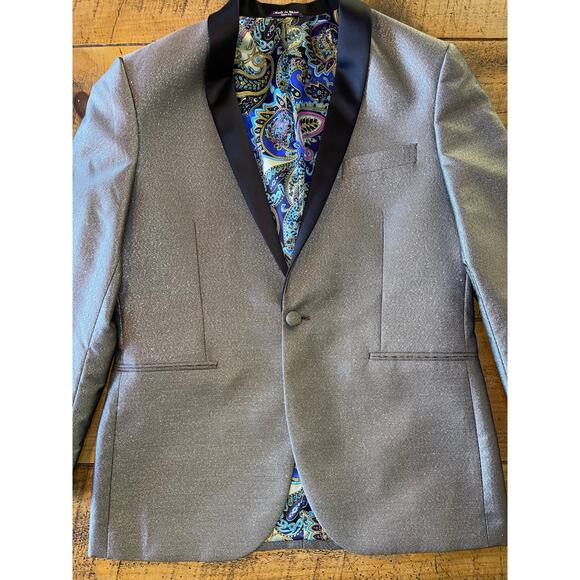 NWOT Mens Mark of Distinction Starlight Stone Metallic Slim Tuxedo Jacket 40R - Picture 7 of 14